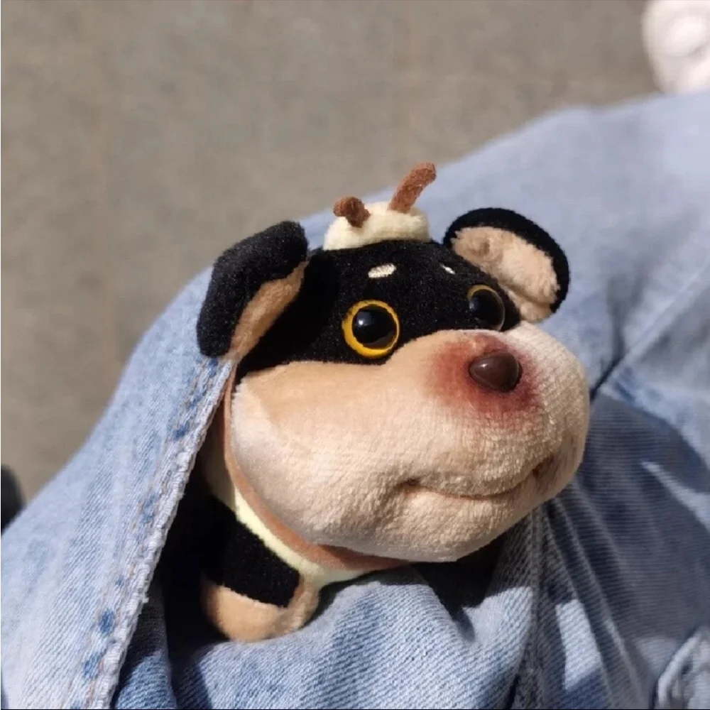 Dog Bee Adorable Brown and Tan Plush Keychain